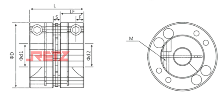 进口八螺丝高刚性夹紧式三单膜片联轴器(铝合金).jpg
